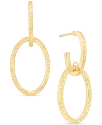 Macy's - Textured Oval Doorknocker Drop Earrings in 10k Gold