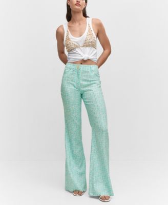 MANGO Women's Floral Linen Pants