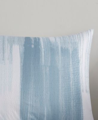 Natori Brush Stroke Oversized Reversible Seersucker 3 Piece Duvet Cover Set, Full/Queen