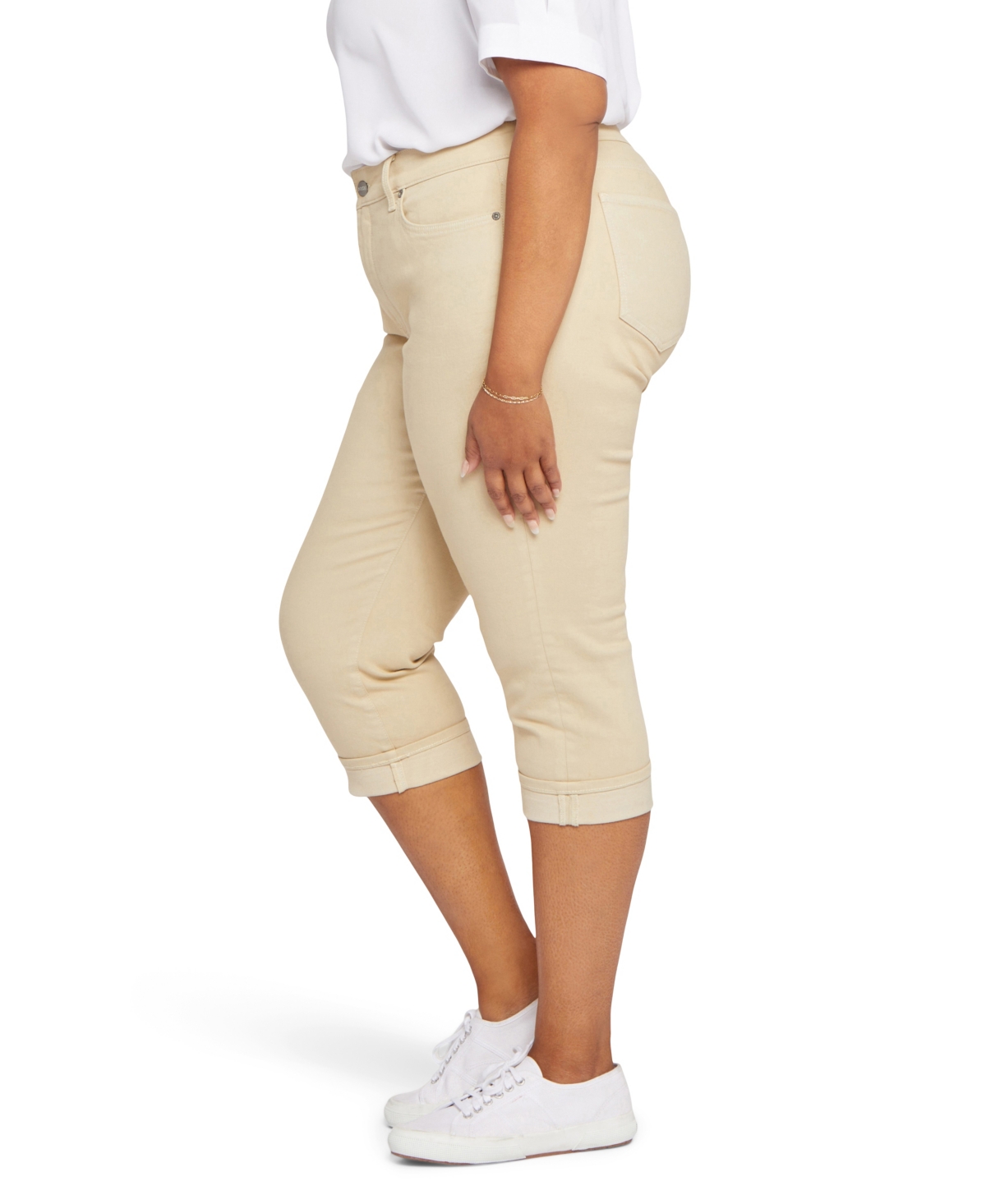 Nydj Plus Size Marilyn Straight Crop Cuff Jeans In Butter