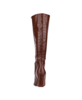 Women's Isabelle Croc Embossed Knee-High Boots Dress Boots