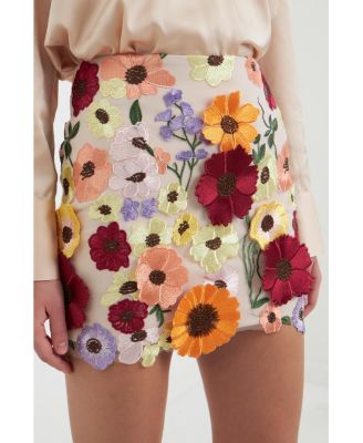 Women's Floral Embroidered Mini Skirt