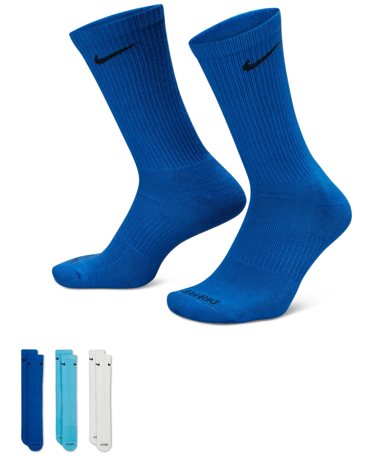 Nike Everyday Plus Cushioned Training Crew Socks 3 Pairs In Multicolor,blue