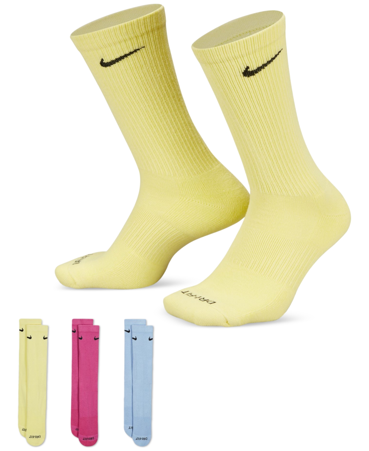 Nike Everyday Plus Cushioned Training Crew Socks 3 Pairs In Multicolor,cream