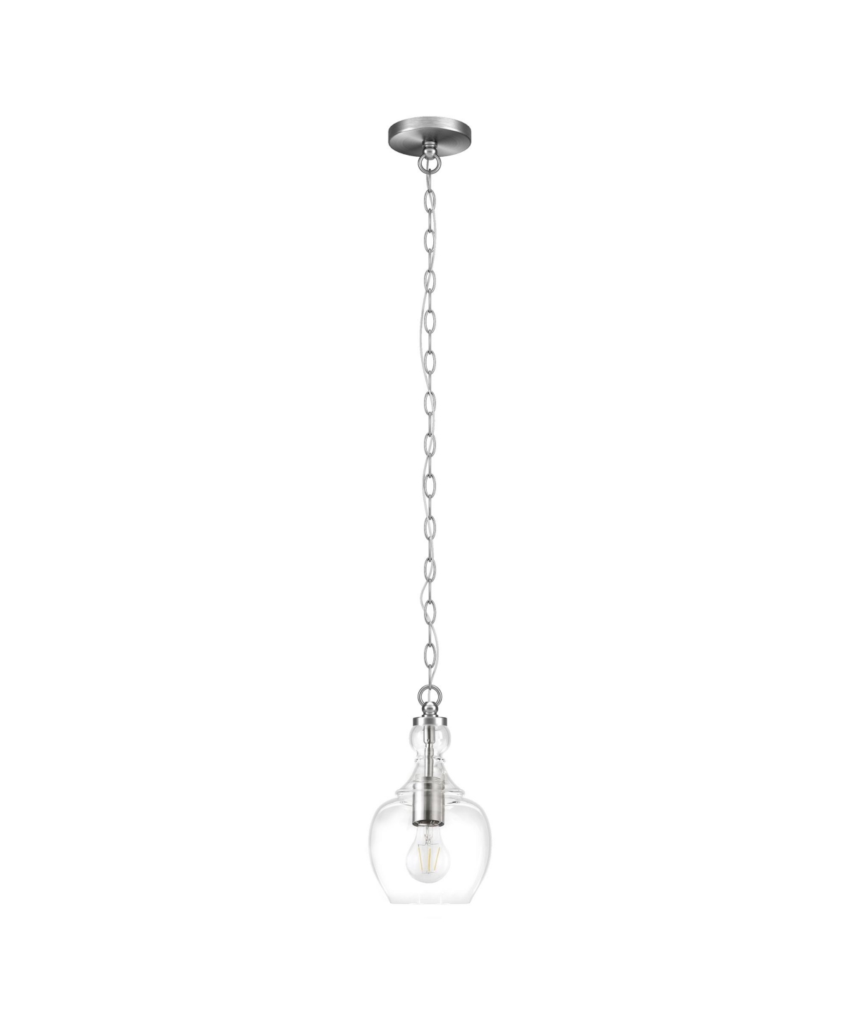 Hudson & Canal Verona 7" Glass Shade Wide Pendant In Brushed Nickel