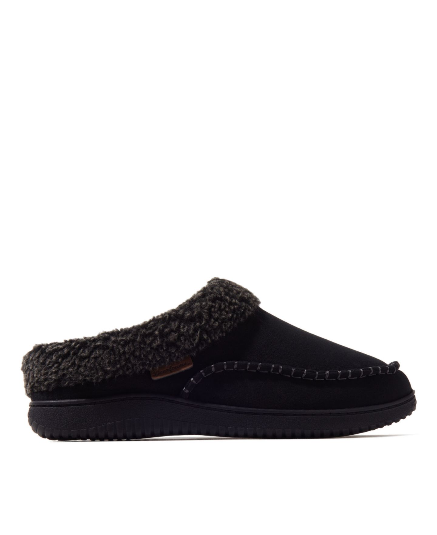 Мужские сабо Dearfoams Marshall Microsuede Moccasin Toe Clog House Shoe Slipper, цвет: Чёрный — фото 9