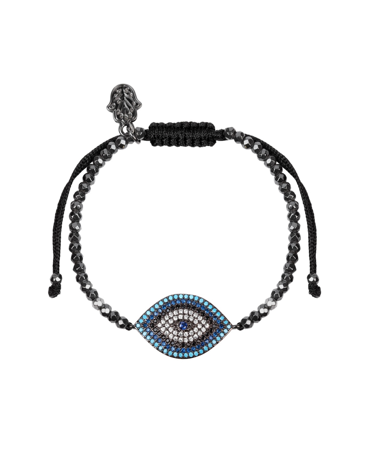 Bright Outlook Hematite Evil Eye Charm Bracelet - Dark grey/black/blue