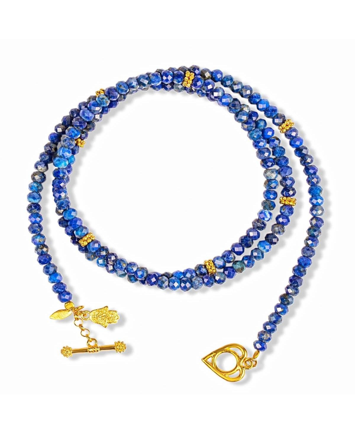 Peaceful Heart Lapis Lazuli Wrap Bracelet - Blue/gold