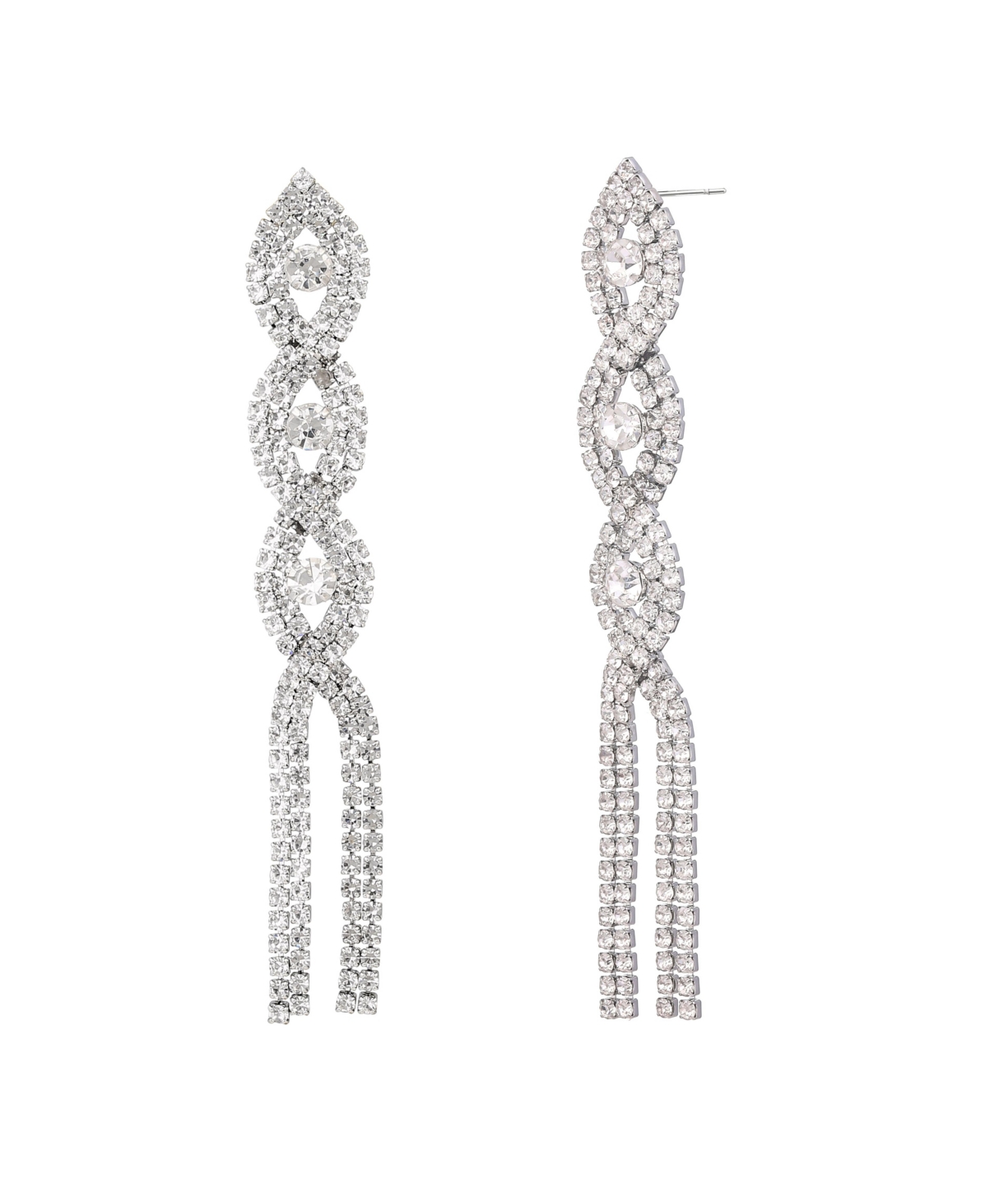 Pave Twist Post Earring - Silver