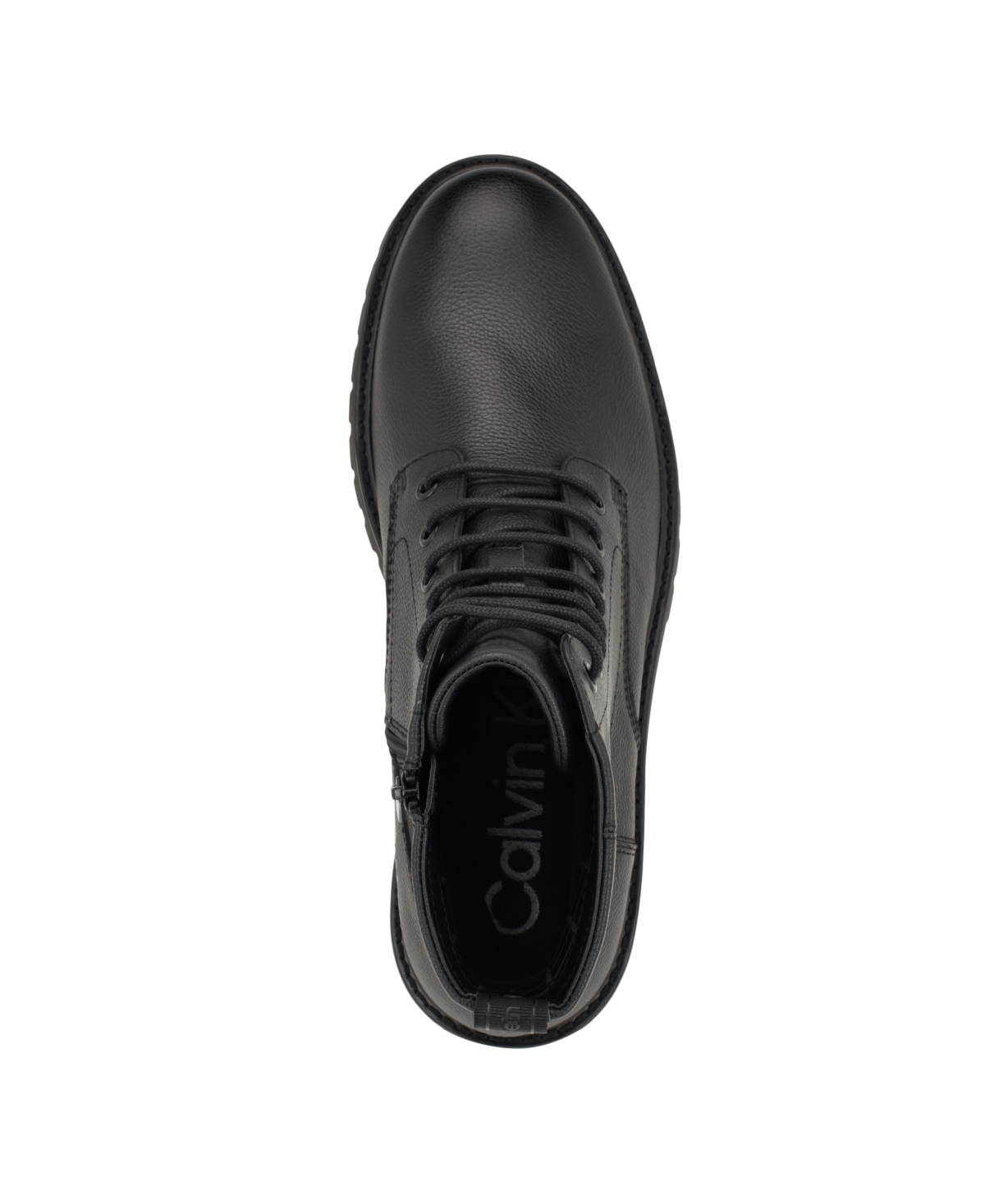 Calvin Klein Men's Lealin Lace-Up Lug Sole Boots -Leather