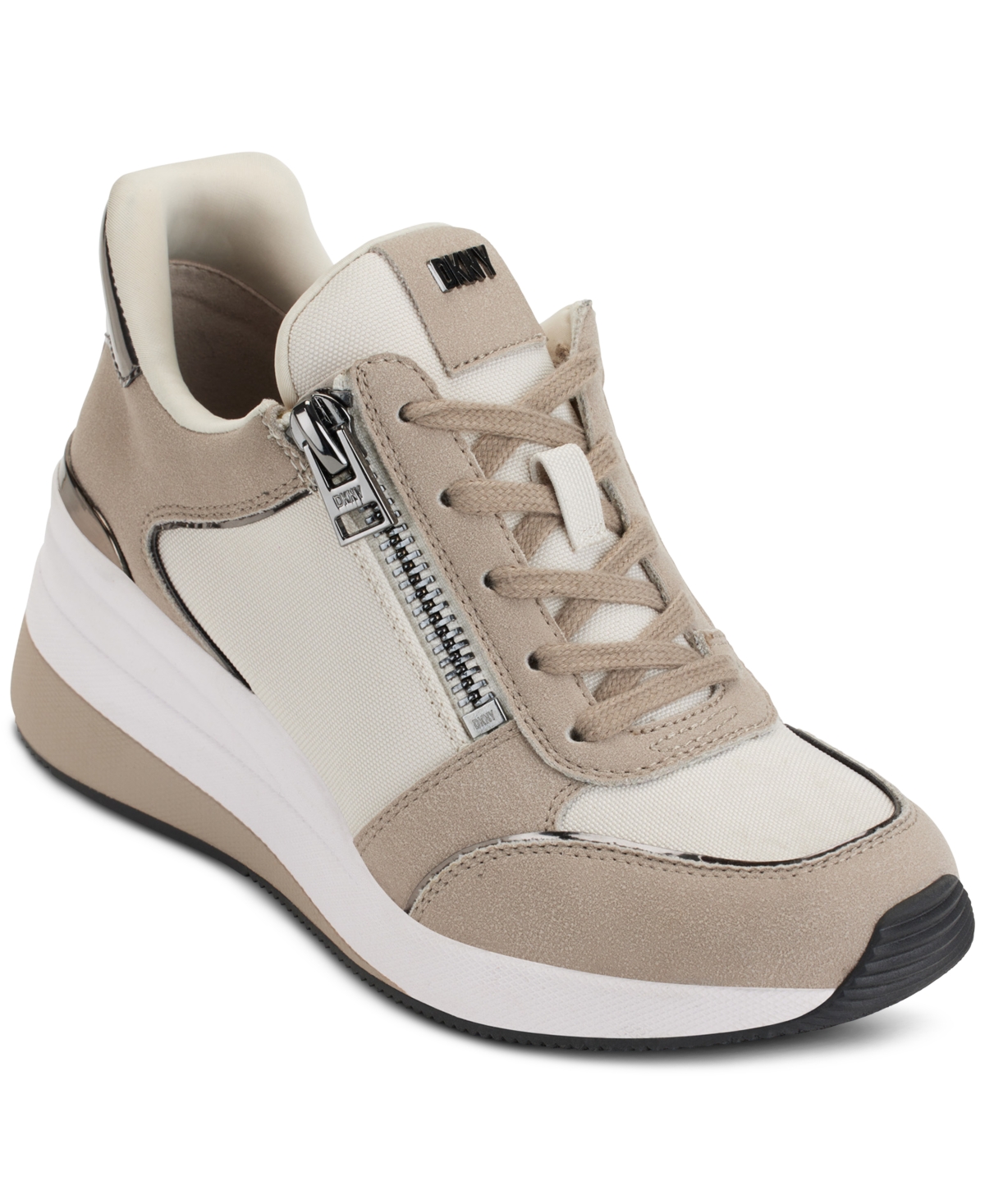 Dkny Kaden Lace-Up Zip Wedge Sneakers - Toffee