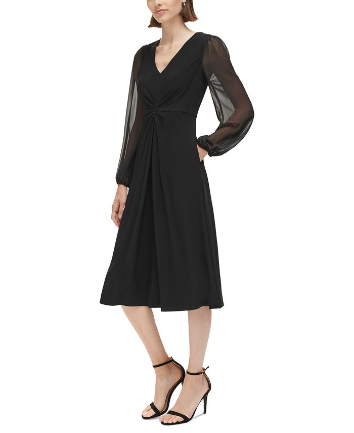 Jessica Howard Women's ChiffonSleeve Midi Dress Macy's
