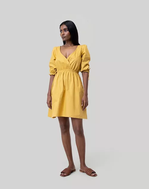 women's gathered elbow sleeve short dress