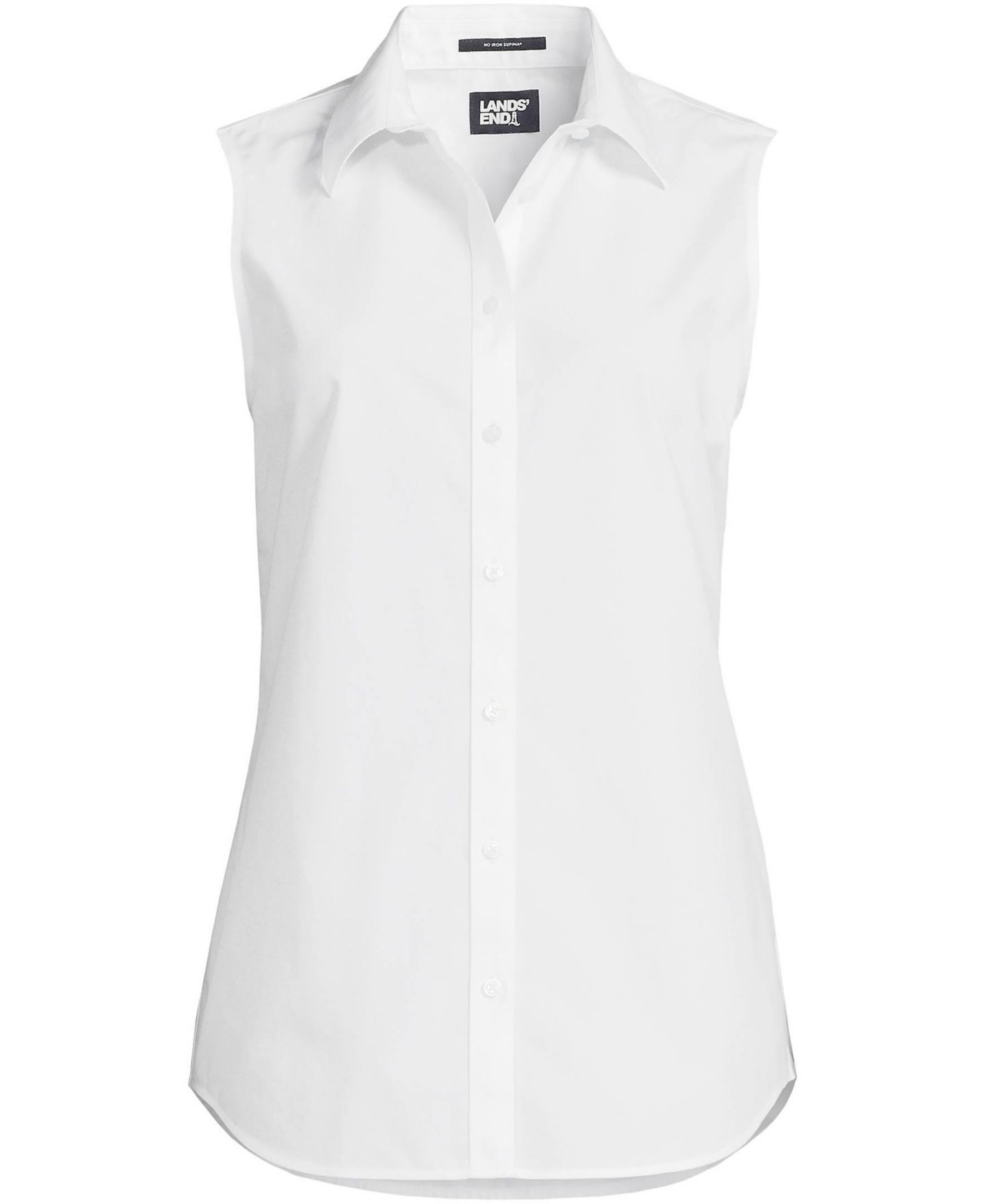 Женская рубашка Lands' End Plus Size No Iron Sleeveless, цвет: Белый — фото 3