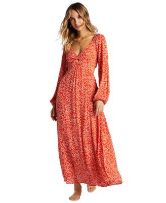 Billabong - Juniors' Floral-Print Keyhole Cutout Maxi Dress