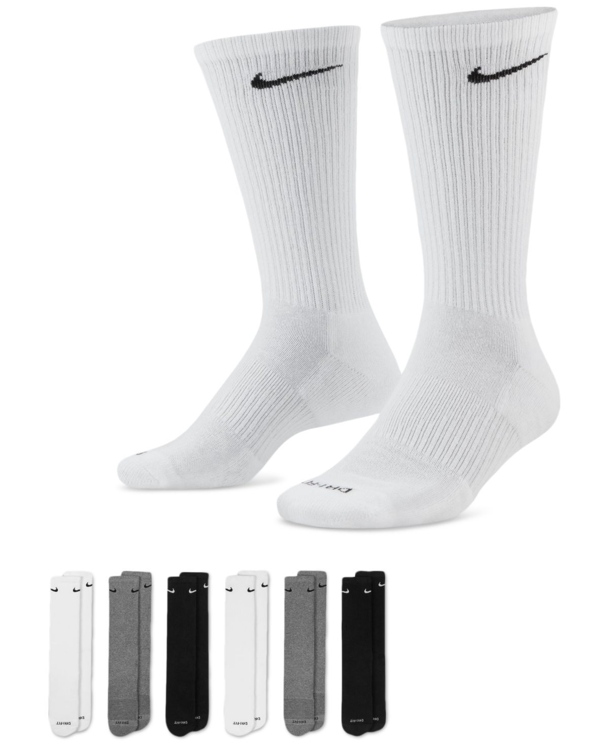 Nike Unisex Everyday Plus Cushioned Training 6-pairs Crew Socks In Multi
