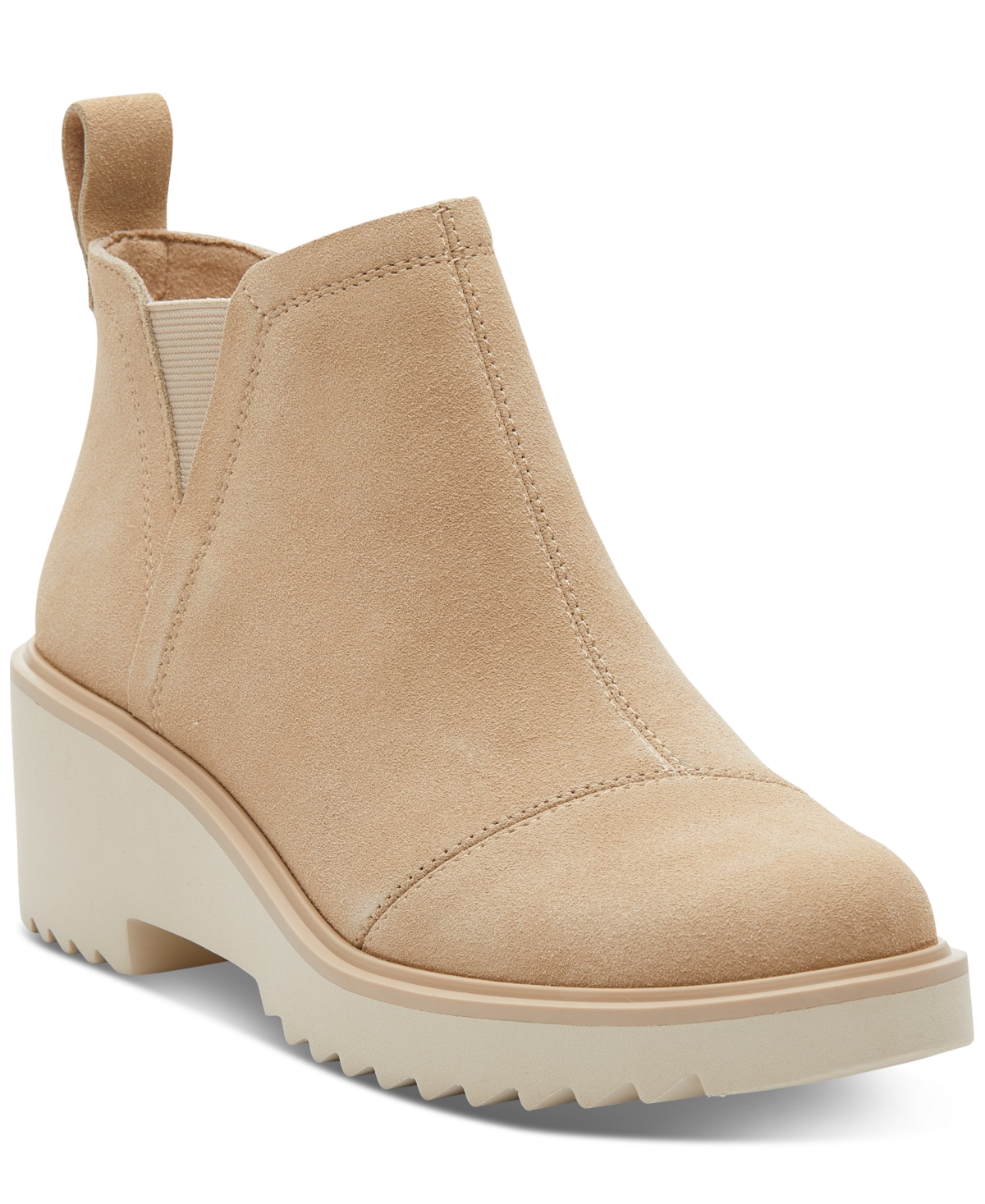 Shop Toms Women's Maude Round Toe Lug Sole Booties In Oatmeal Suede