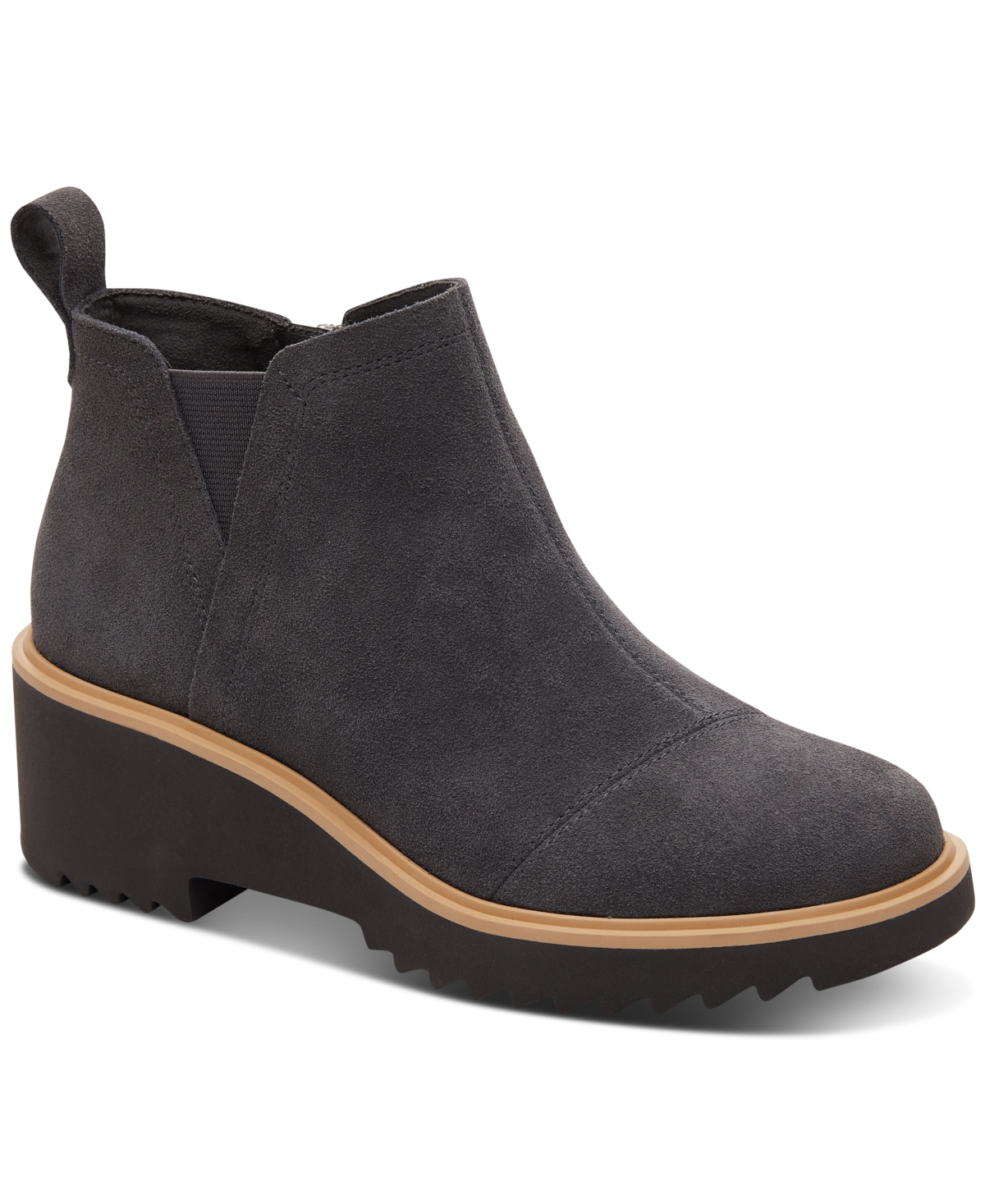Toms Women's Maude Round Toe Lug Sole Booties In Forged Iron Suede