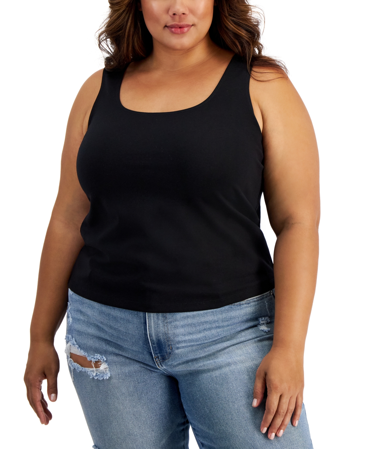 And Now This Trendy Plus Size Ponte Tank Top In Black