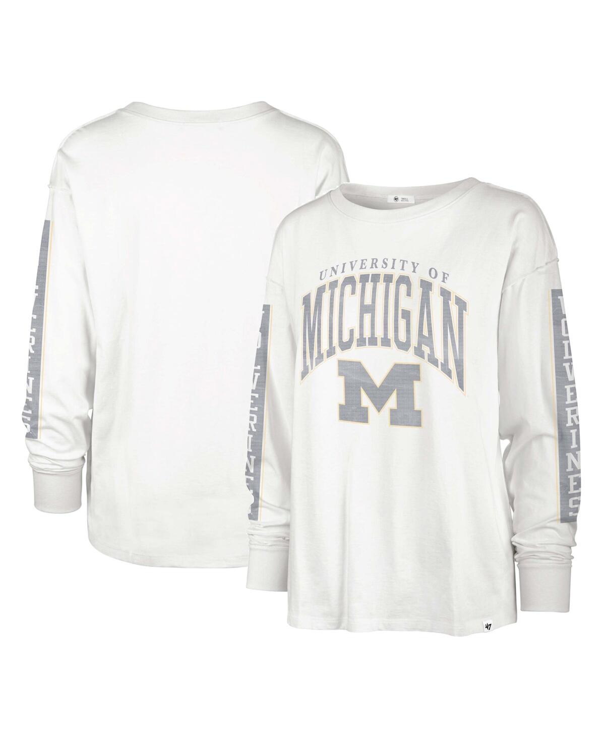 47 Brand Women's ' White Michigan Wolverines Statement Soa 3-hit Long Sleeve T-shirt