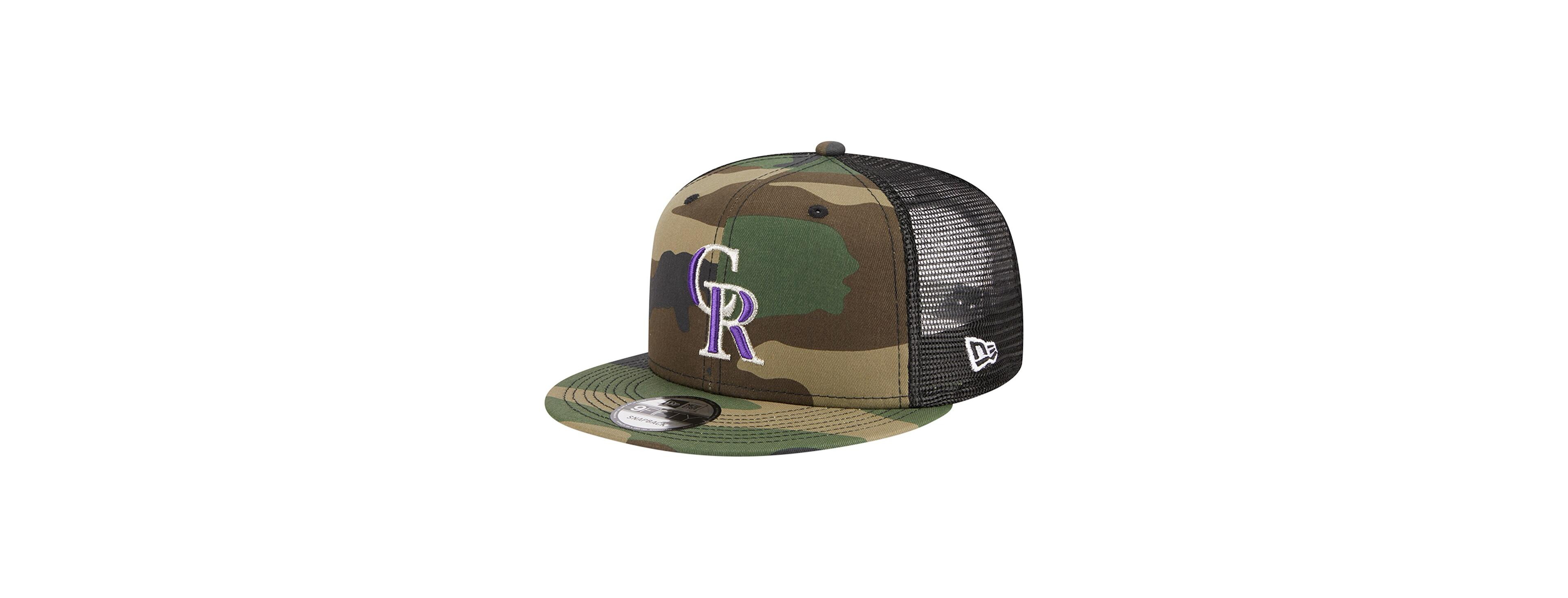 Men's New Era Camo Colorado Rockies Woodland Camo Trucker 9FIFTY Snapback Hat