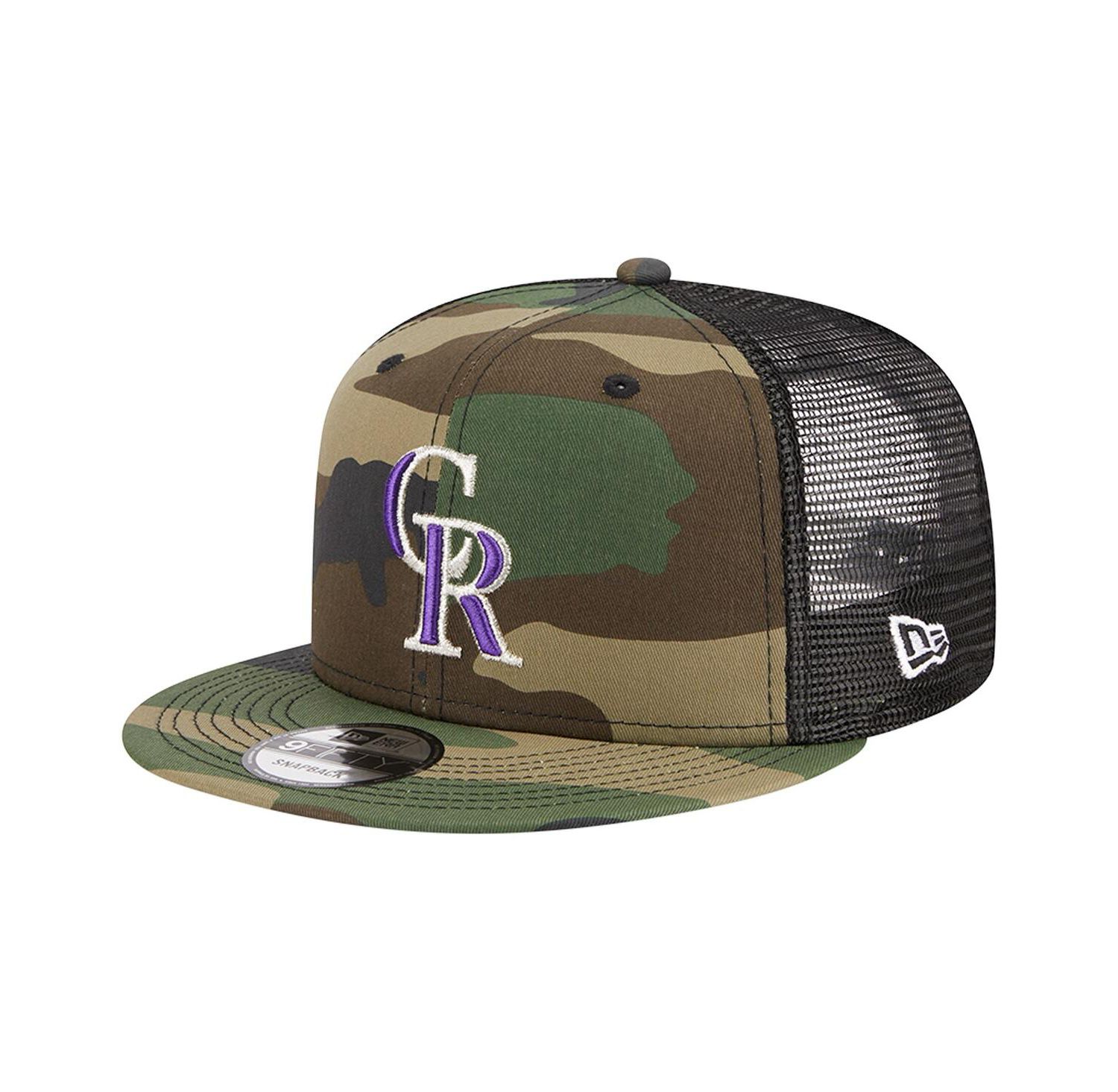 Men's Camo Colorado Rockies Woodland Camo Trucker 9FIFTY Snapback Hat