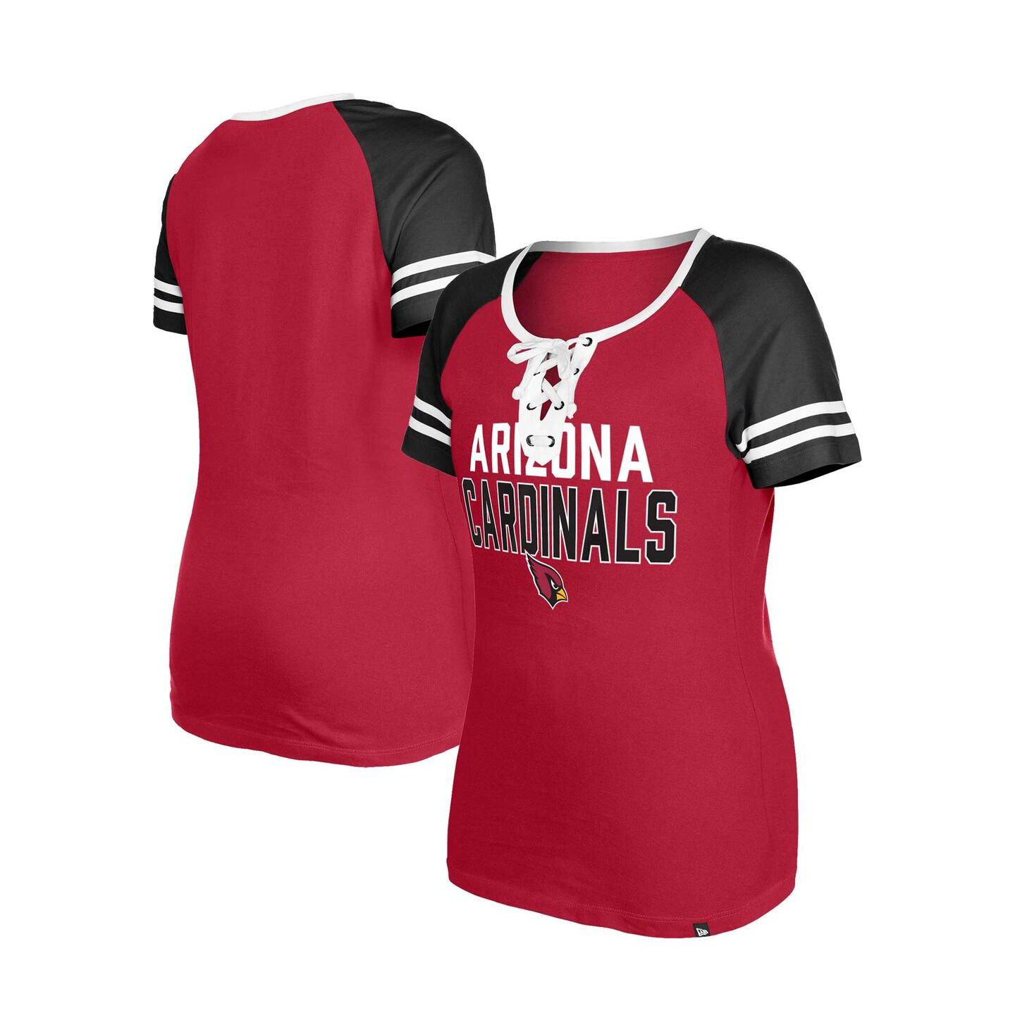 Женская футболка New Era Cardinal Arizona Cardinals Raglan Lace-Up — фото 1