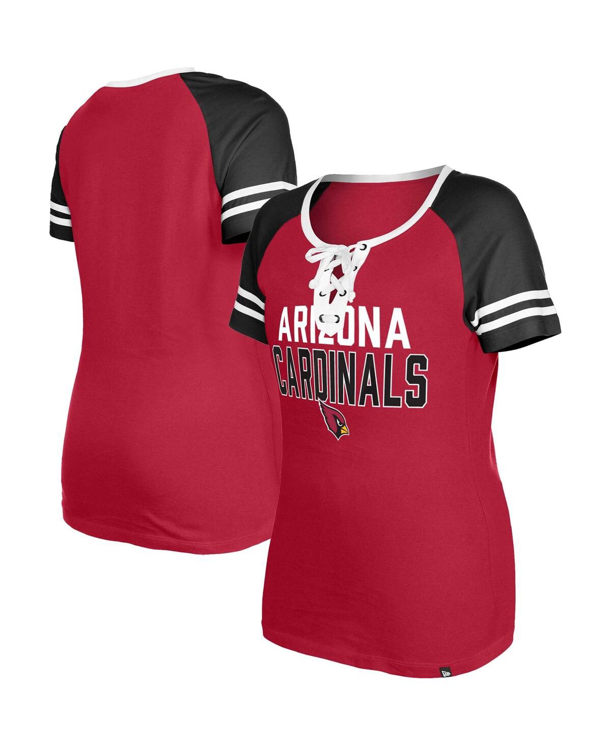 Women's New Era Cardinal Arizona Cardinals Raglan Lace-Up T-shirt - Cardinal