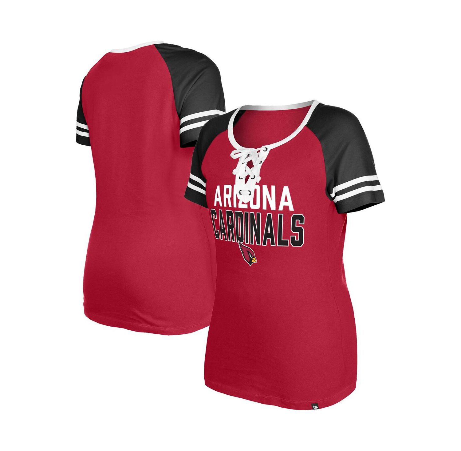Women's Cardinal Arizona Cardinals Raglan Lace-Up T-shirt