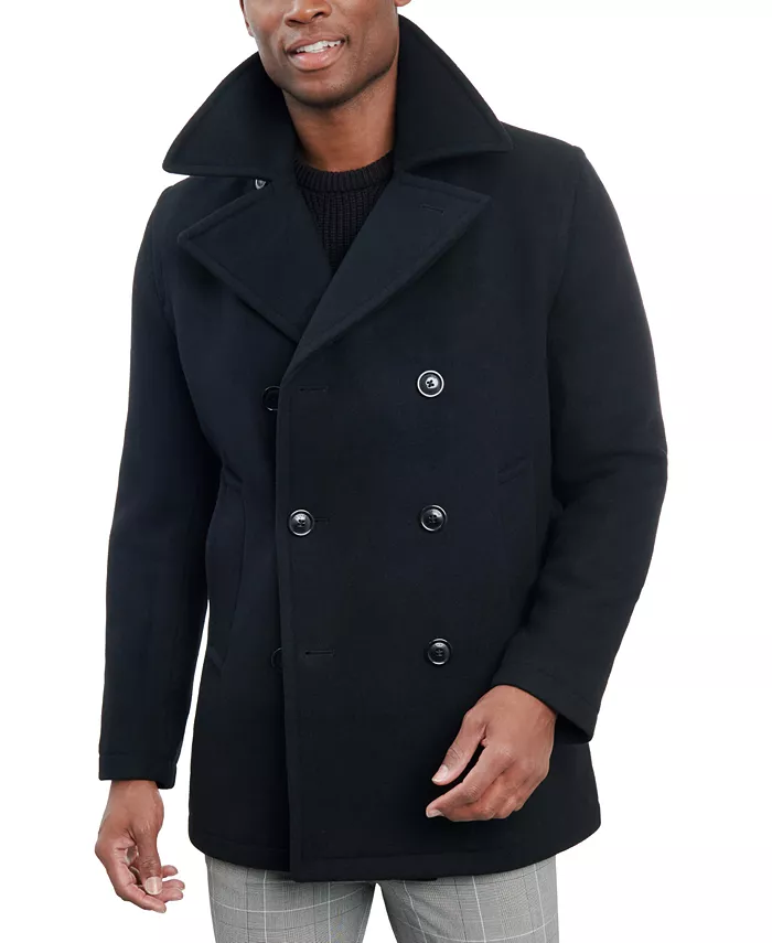 Men Double-Breasted Wool Blend Peacoat - thumbnail 9