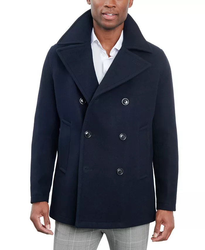 Men Double-Breasted Wool Blend Peacoat - thumbnail 4