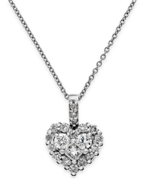 image of Effy Diamond Heart Pendant Necklace in 14k White Gold or Rose Gold (5/8 ct. t.w.)
