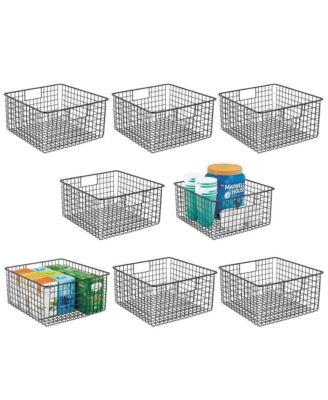 mDesign Metal Wire Food Organizer Storage Bins with Handles - 8 Pack ...