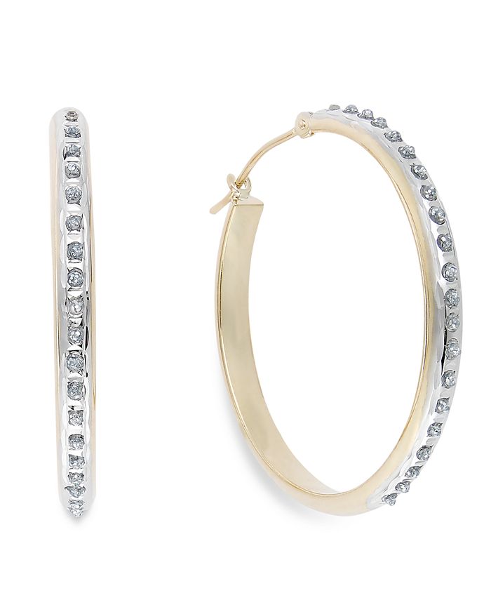 Diamond Fascination Diamond Accent Hoop Earrings in 14k Yellow or White