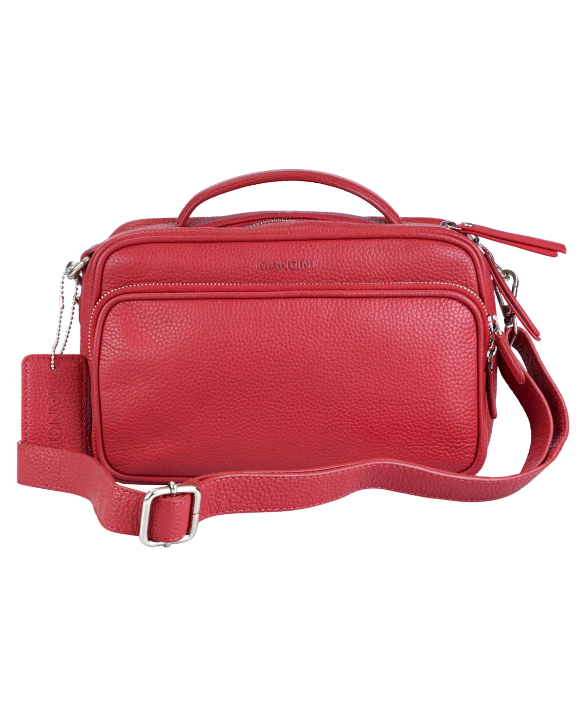 Mancini Pebbled Collection Julianna Leather Crossbody Satchel Bag In Red