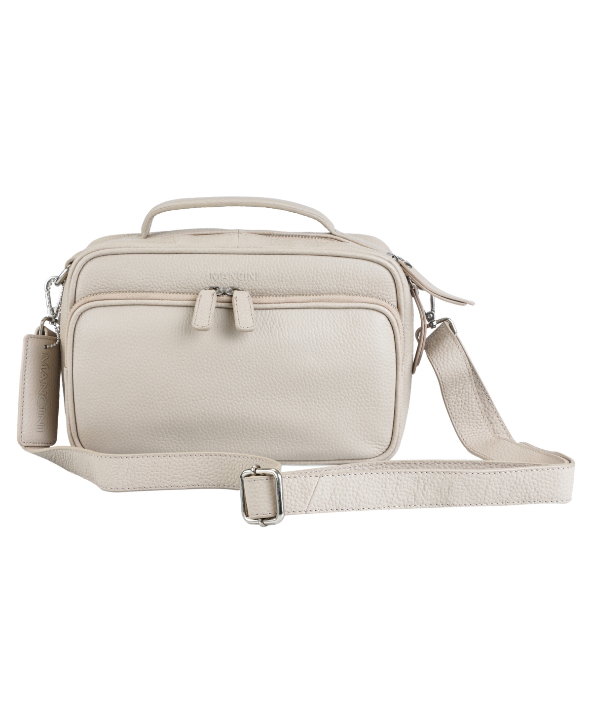 Mancini Pebbled Collection Julianna Leather Crossbody Satchel Bag In Taupe