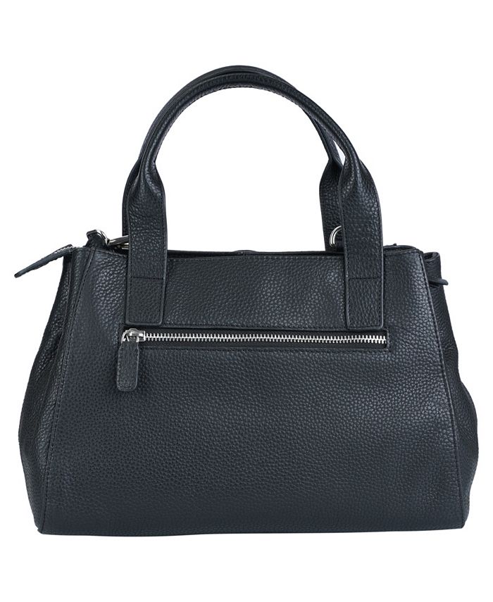 Mancini Pebbled Collection Genevieve Leather Top Zipper Handbag - Macy's