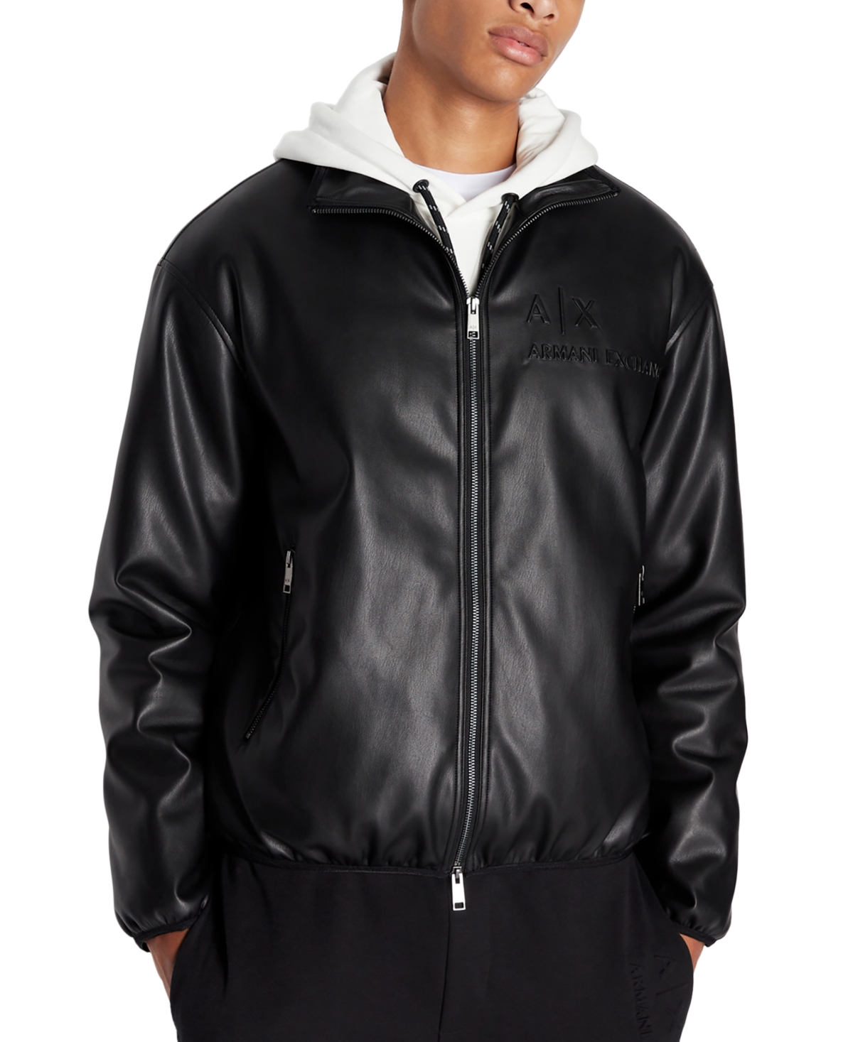 A X Armani Exchange Men's Faux-leather Jacket In Black