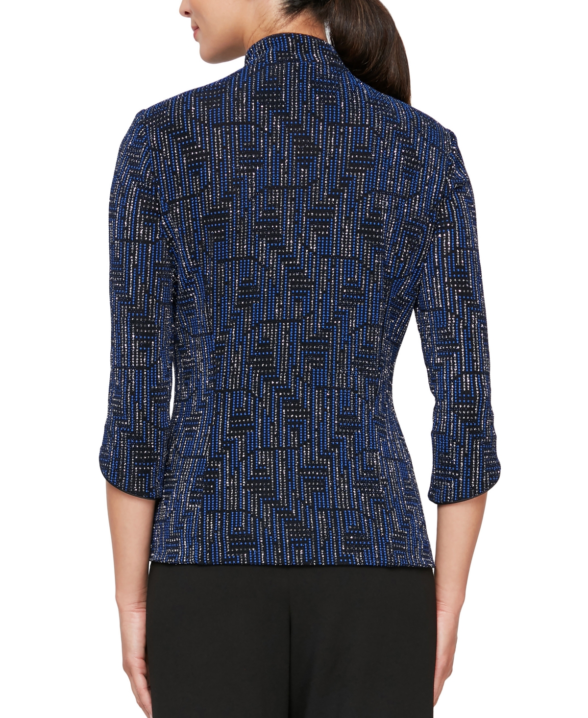 Alex Evenings Women's 3/4-Sleeve Mandarin-Collar Jacket & Scoop-Neck Tank Top Twinset -royal
