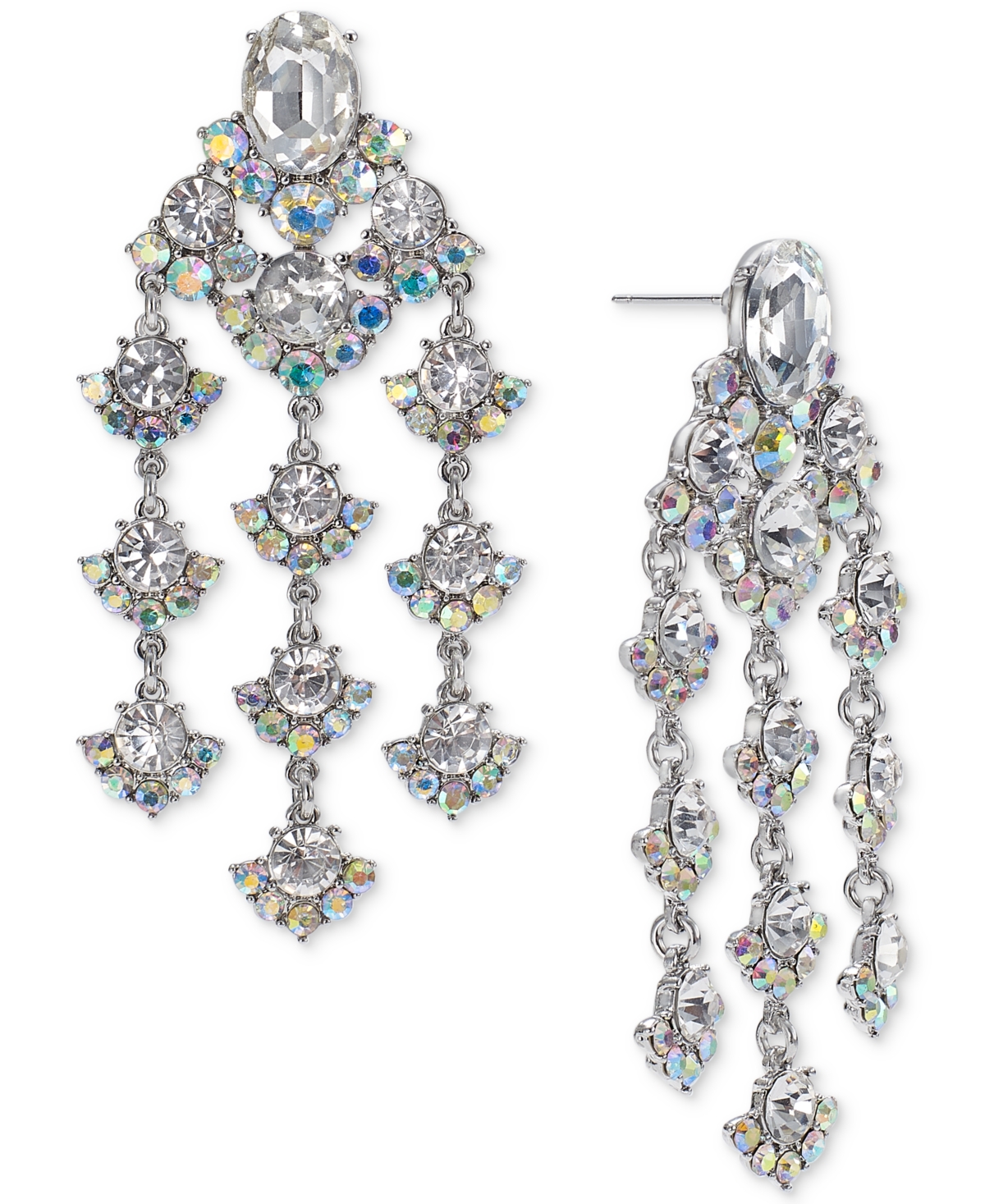 Inc International Concepts Silver-tone Chandelier Crystal Earrings, Created For Macy's