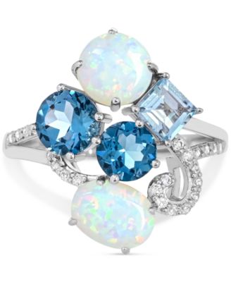Lab-Grown Opal (1-1/3 ct. t.w) & Multicolor Topaz (2-1/2 ct. t.w) Ring in Sterling Silver