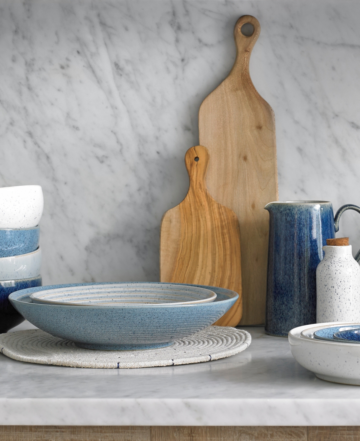 Denby Studio Blue Chalk Medium Ridged Bowl