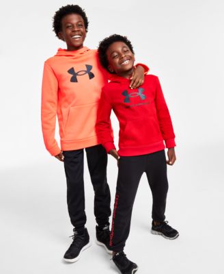 Under Armour Kids' Big Little Boys Logo T Shirt Hoodie Fleece Pants Sets Matching Outfits In Red