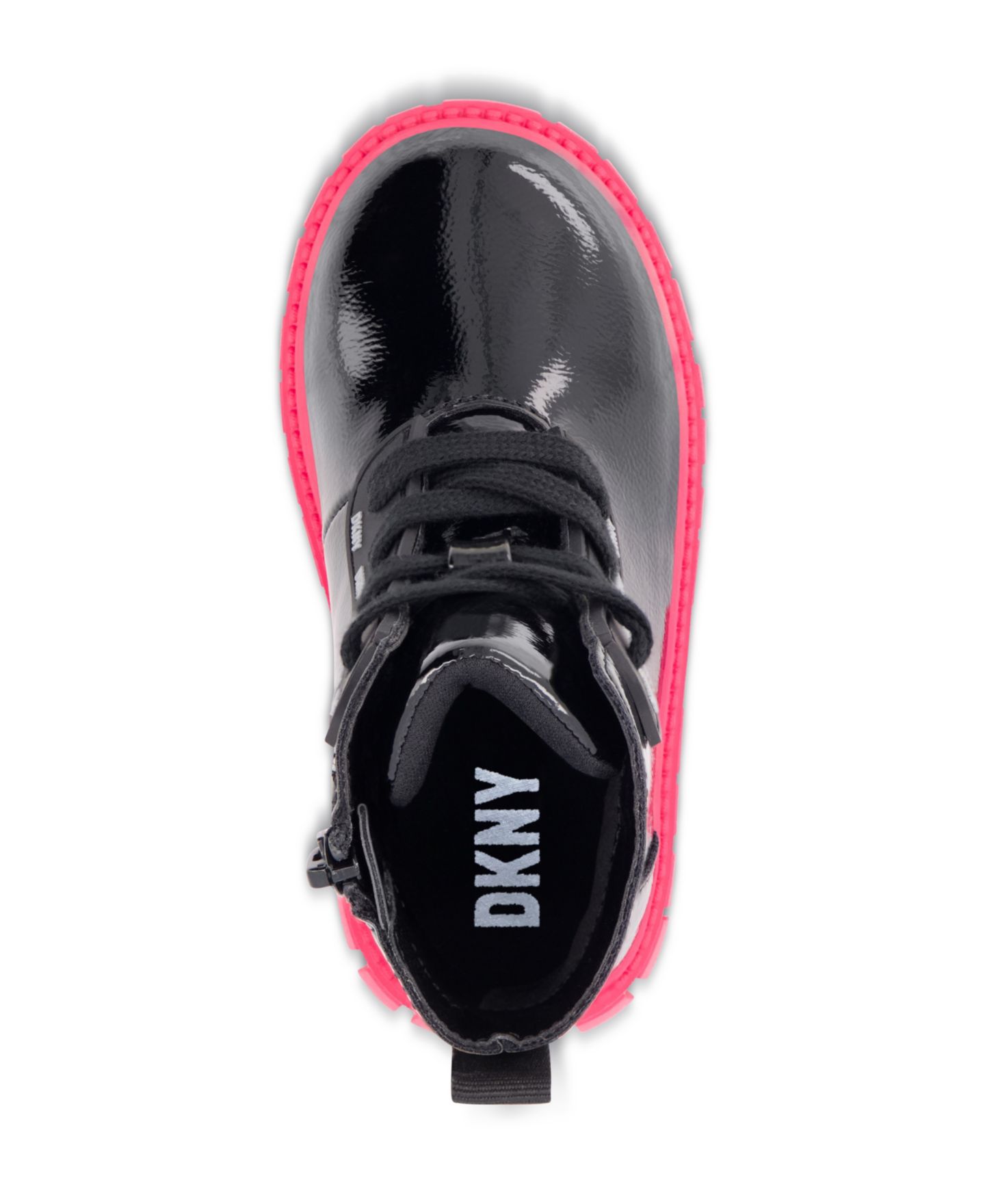Ботинки DKNY Carrie Combat Zipper Closure Lace-Up Boots для девочек-малышей, цвет: Чёрный — фото 4