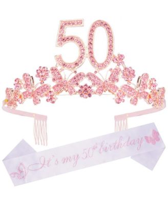 Meant2tobe 50th Birthday Sash and Tiara Set for Women - Perfect for