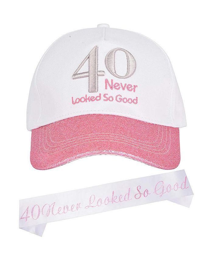 Meant2tobe Men's 40th Birthday Gift Set "40 Never Looked So Good" Baseball Cap and Sash