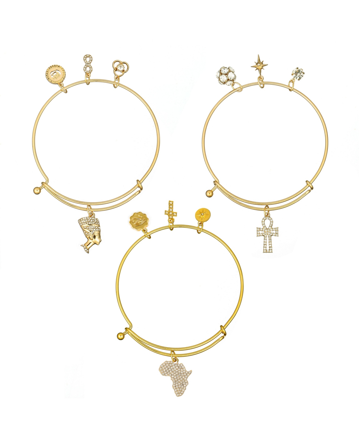 Pave Bangle Bracelet Set - Gold