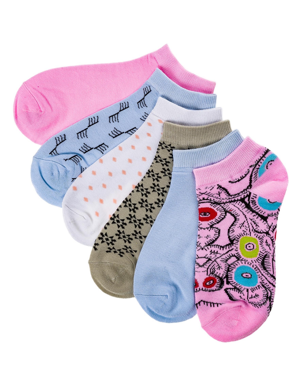 Women's Coral Flush Ankle Socks 6 Pack