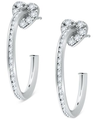 Giani Bernini - Cubic Zirconia Heart Motif Small Hoop Earrings, 0.88"