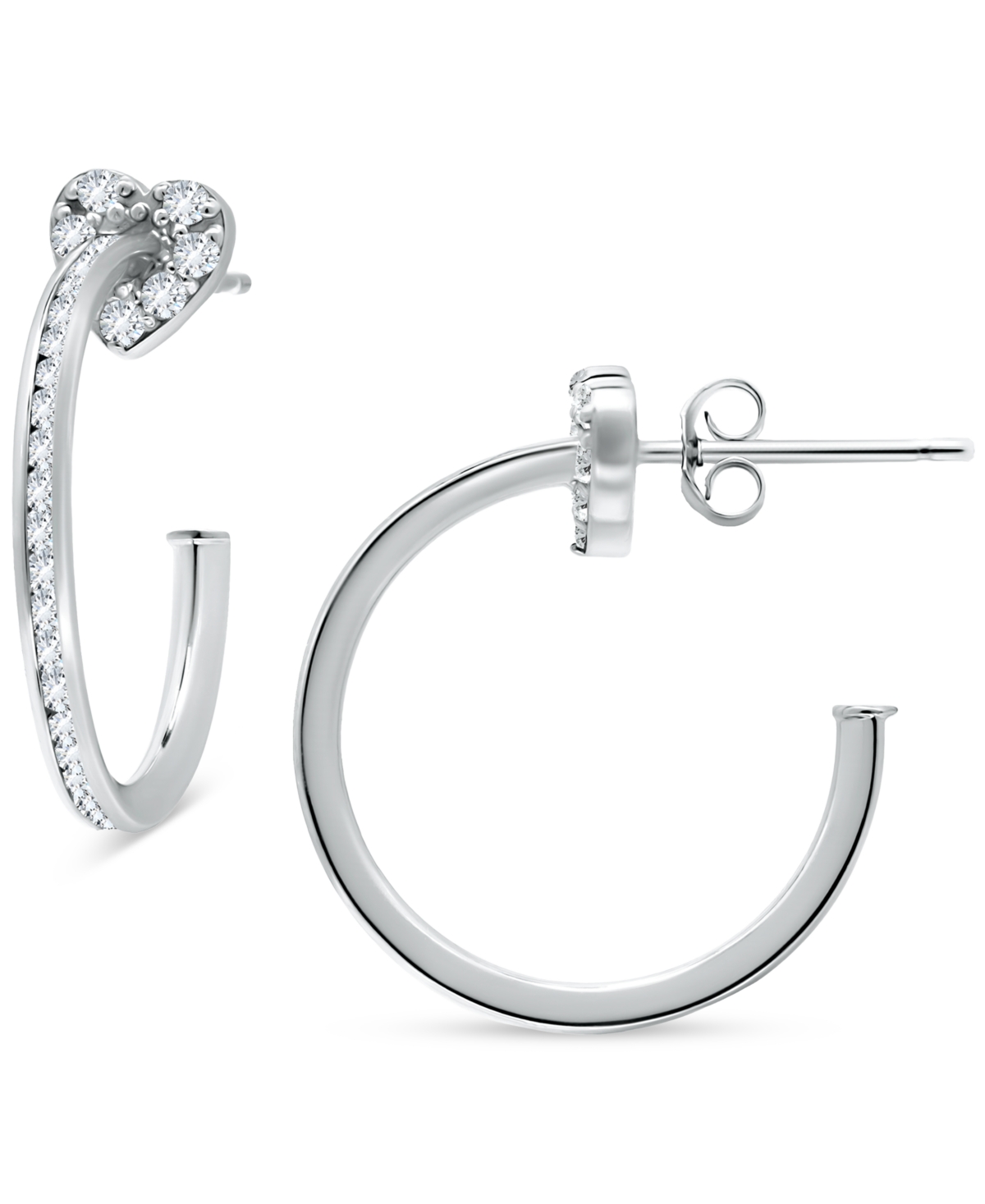 Giani Bernini Cubic Zirconia Heart Motif Small Hoop Earrings, 0.88
